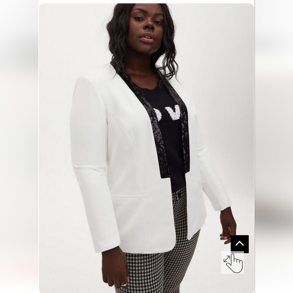 Torrid White Blazer With Black Sequin Trim Size 2